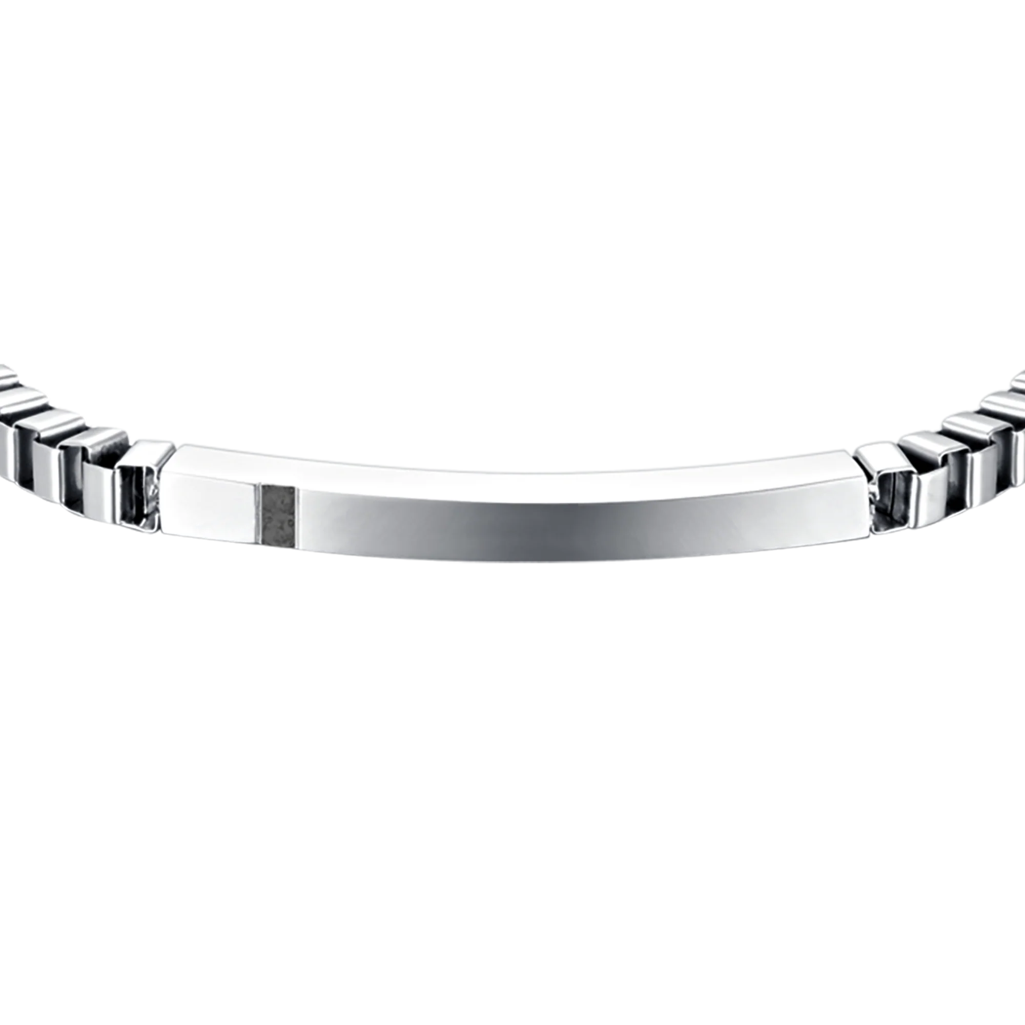 BRACCIALE UOMO IN ACCIAIO CON PIASTRA E CRISTALLI NERI - Image 4