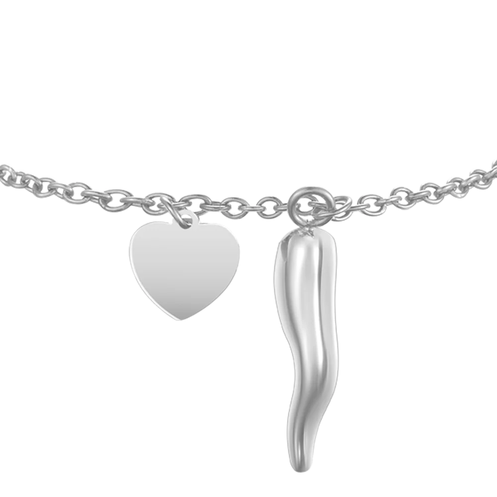 BRACCIALE DONNA IN ACCIAIO CON CUORE E CORNO - Image 4