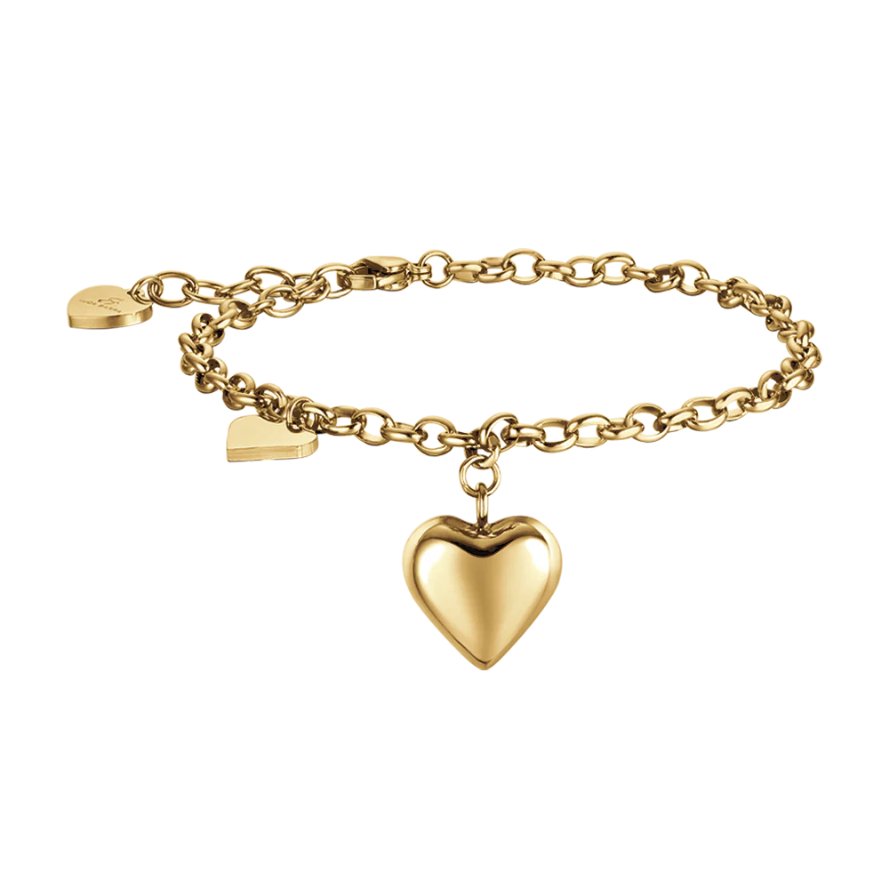 BRACCIALE DONNA IN ACCIAIO IP GOLD CON CUORI