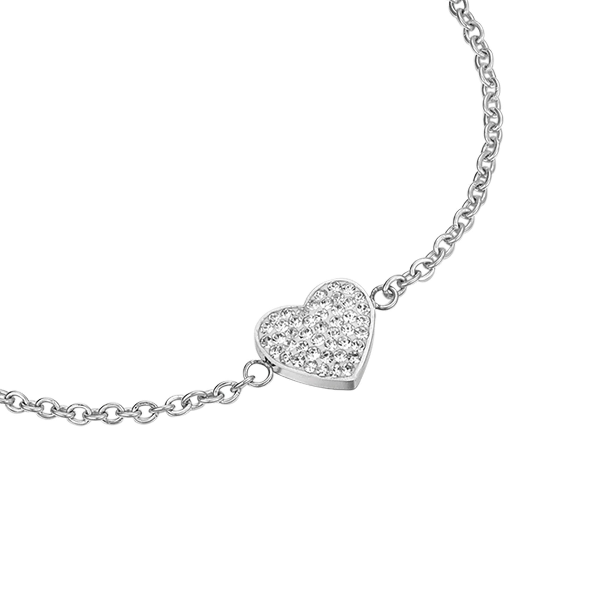 BRACCIALE DONNA IN ACCIAIO CON CUORICINO E CRISTALLI BIANCHI - Image 4