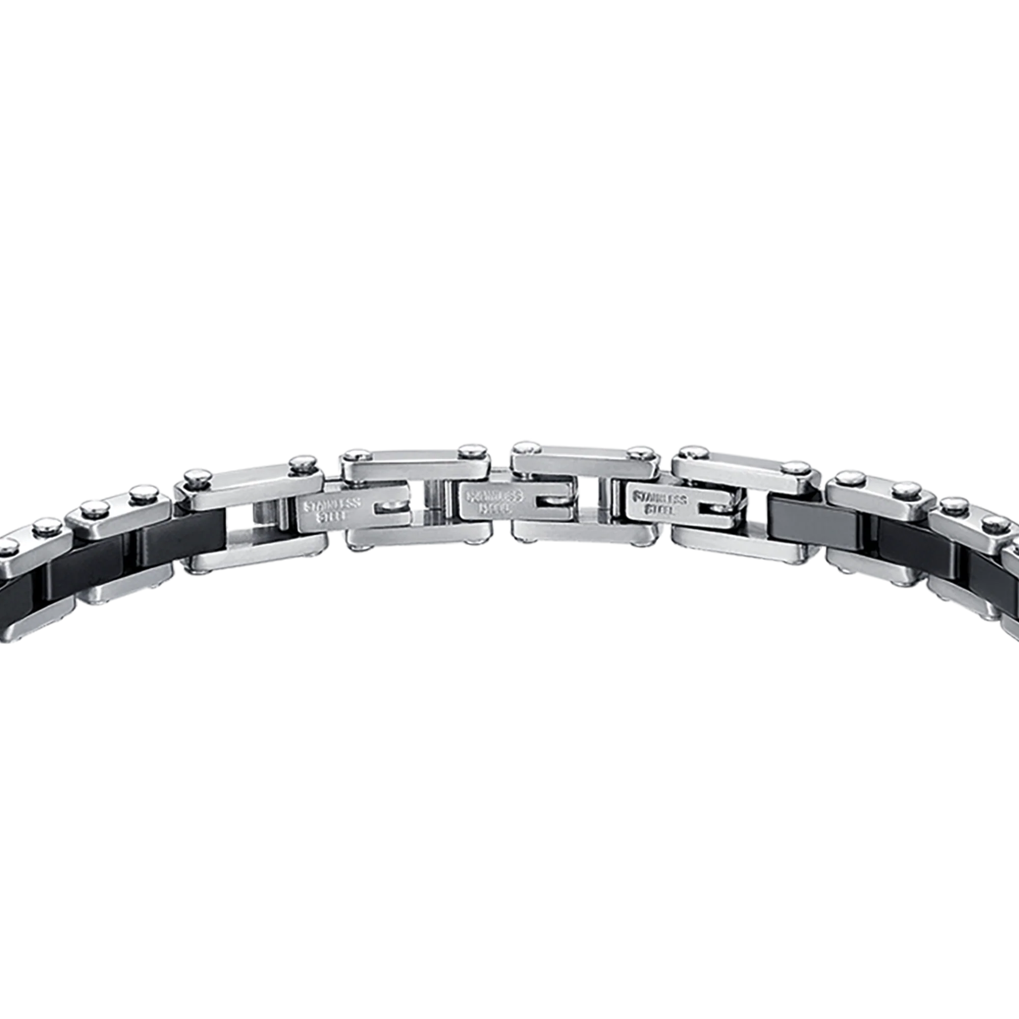 BRACCIALE UOMO IN ACCIAIO CON ELEMENTI IN CERAMICA NERA - Image 5