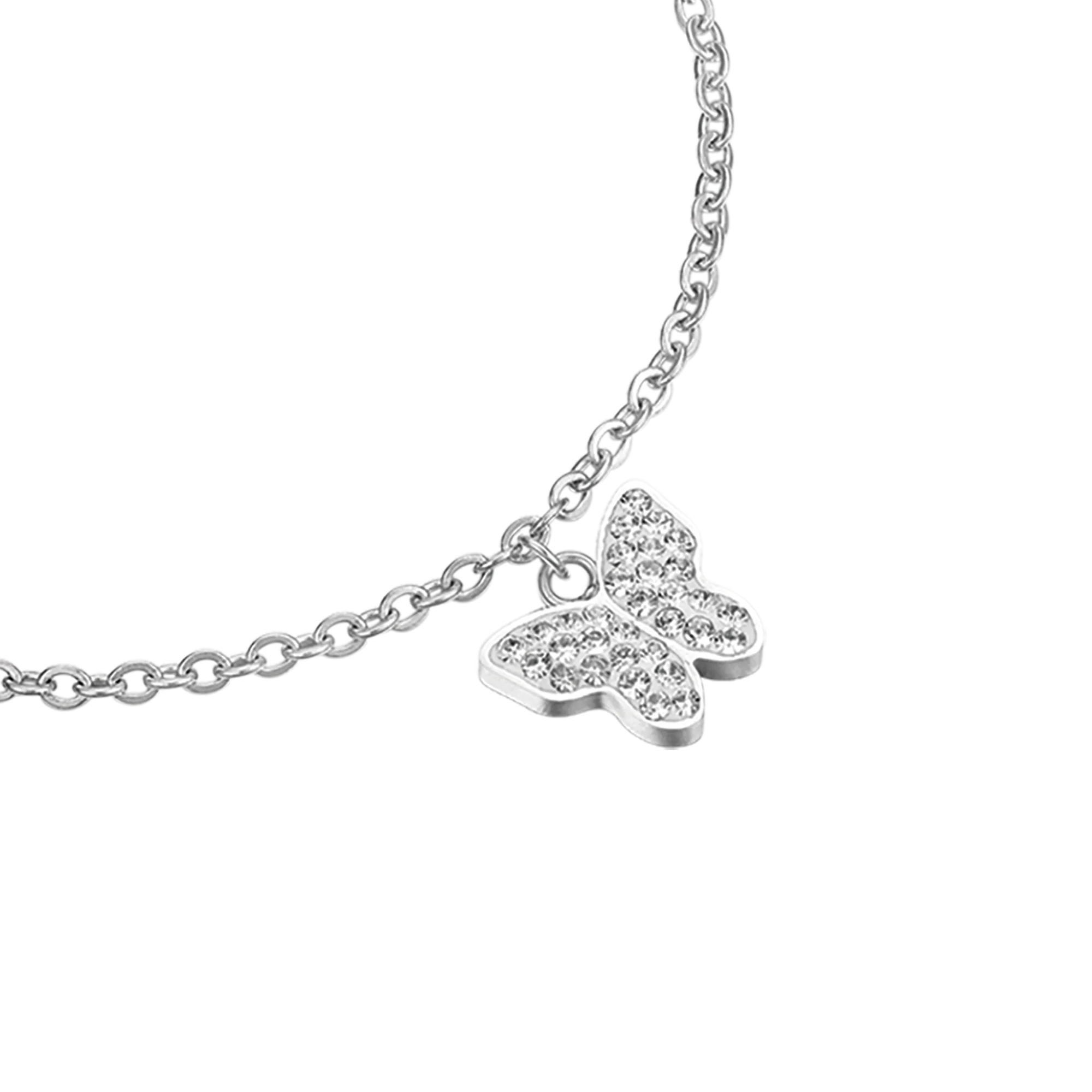 BRACCIALE DONNA IN ACCIAIO CON FARFALLA E CRISTALLI - Image 4