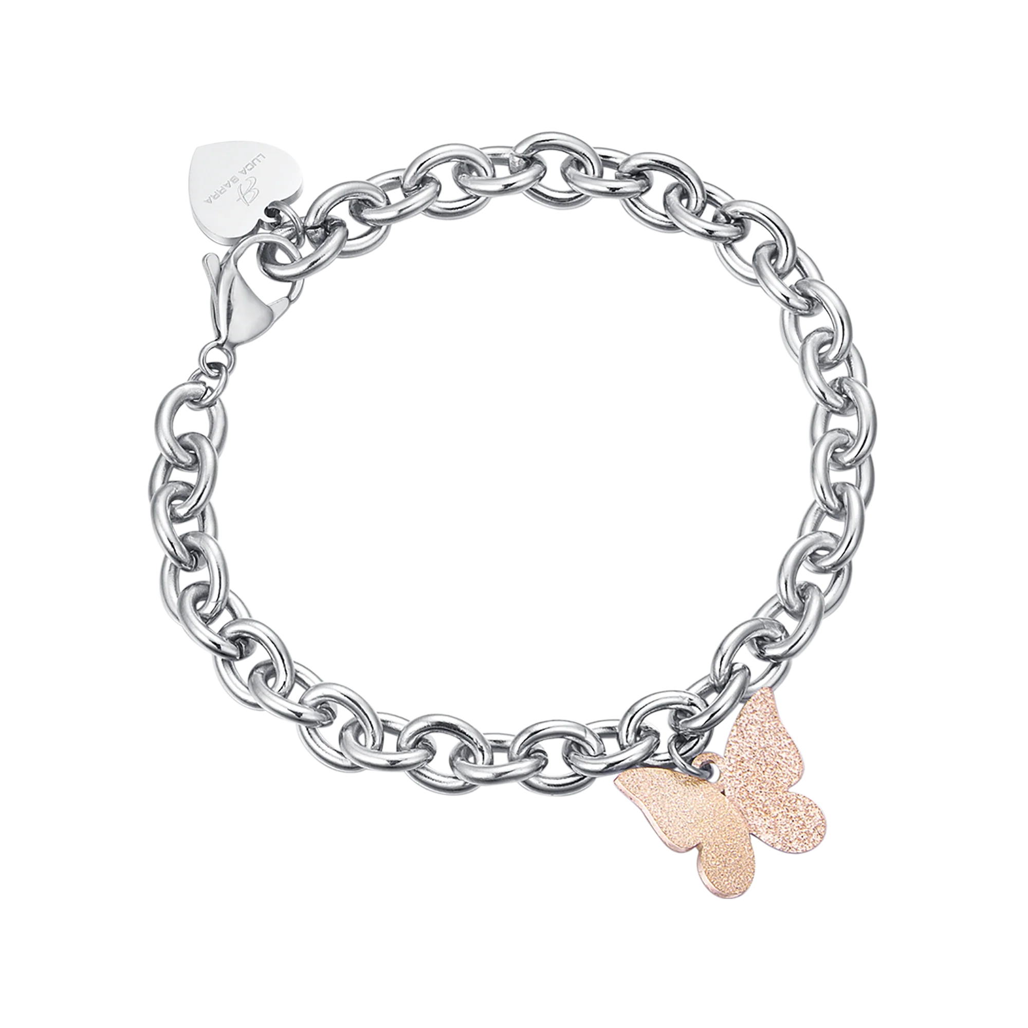 BRACCIALE IN ACCIAIO CON FARFALLA IP ROSE