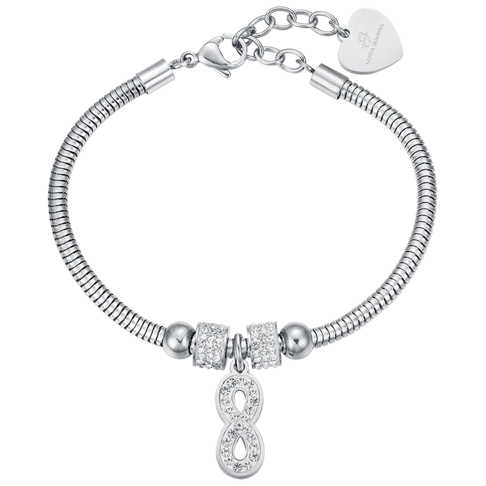 BRACCIALE DONNA IN ACCIAIO INFINITO CON CRISTALLI BIANCHI