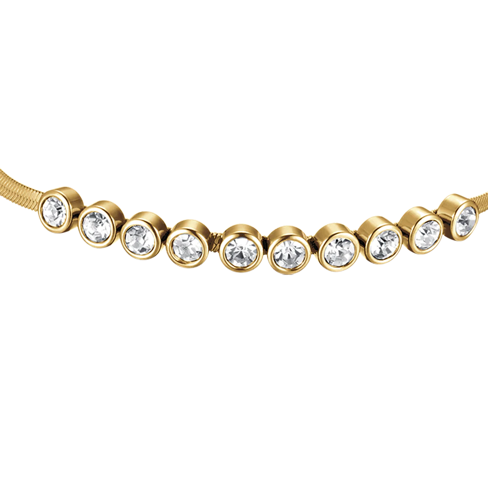 BRACCIALE DONNA IN ACCIAIO IP GOLD CON PIETRE BIANCHE - Image 4