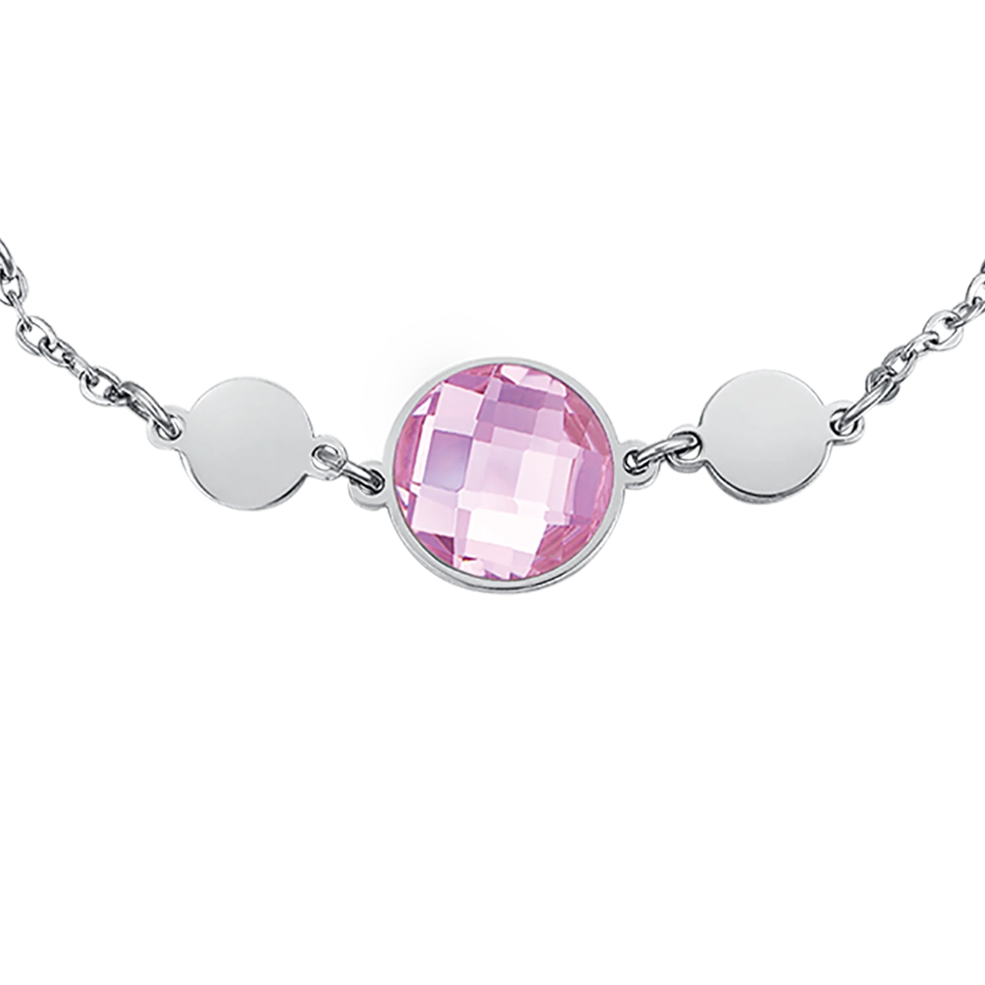 BRACCIALE IN ACCIAIO CON PIETRE ROSA - Image 3