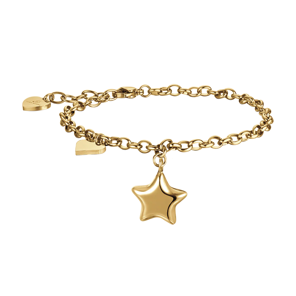 BRACCIALE DONNA IN ACCIAIO IP GOLD CON STELLA E CUORE - Image 2