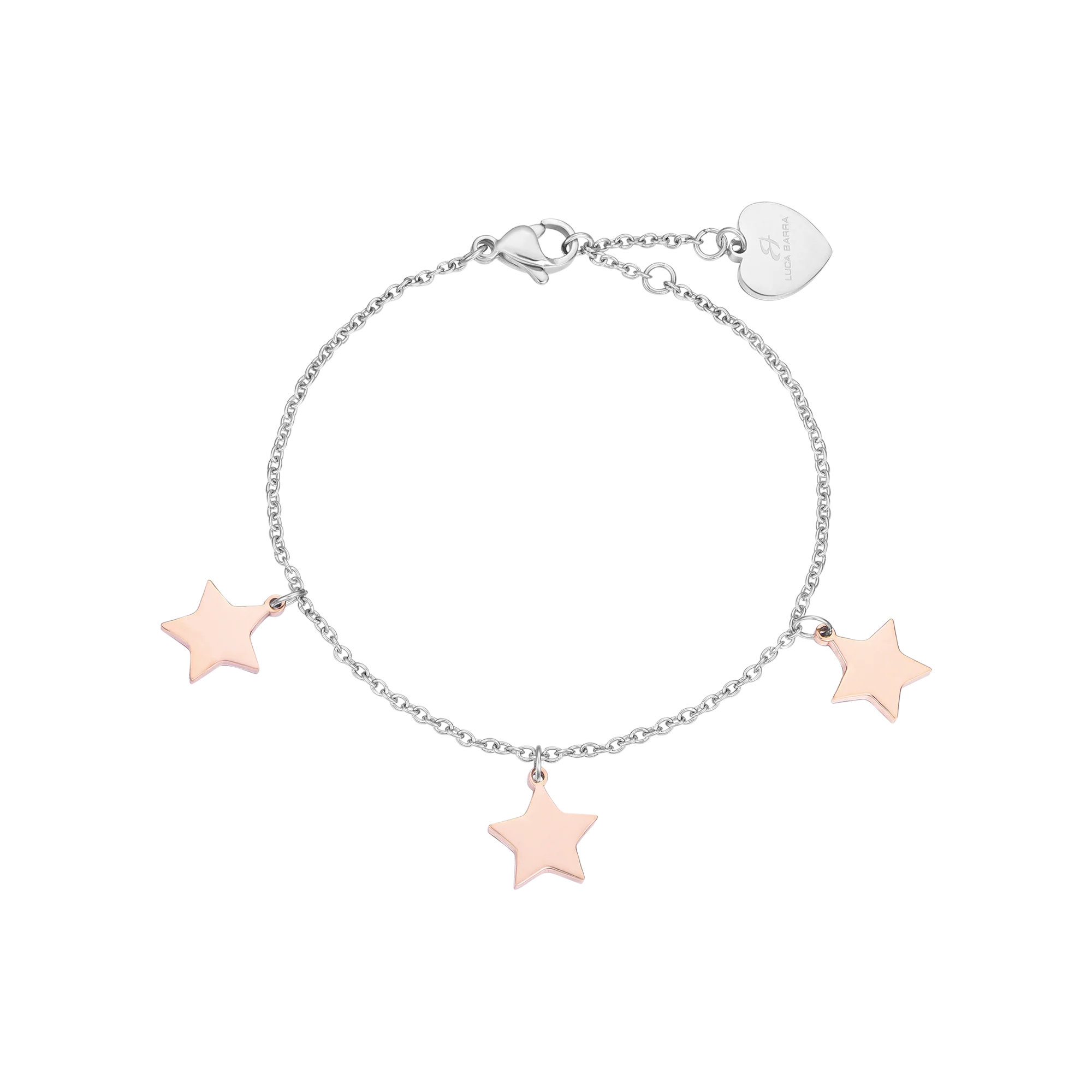 BRACCIALE IN ACCIAIO CON STELLE ROSE'