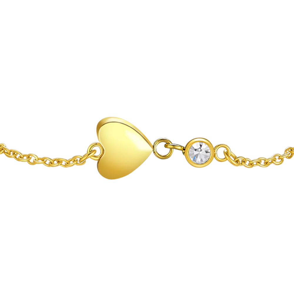 BRACCIALE IN ACCIAIO E  IP GOLD CON CUORE E CRISTALLO BIANCO - Image 2