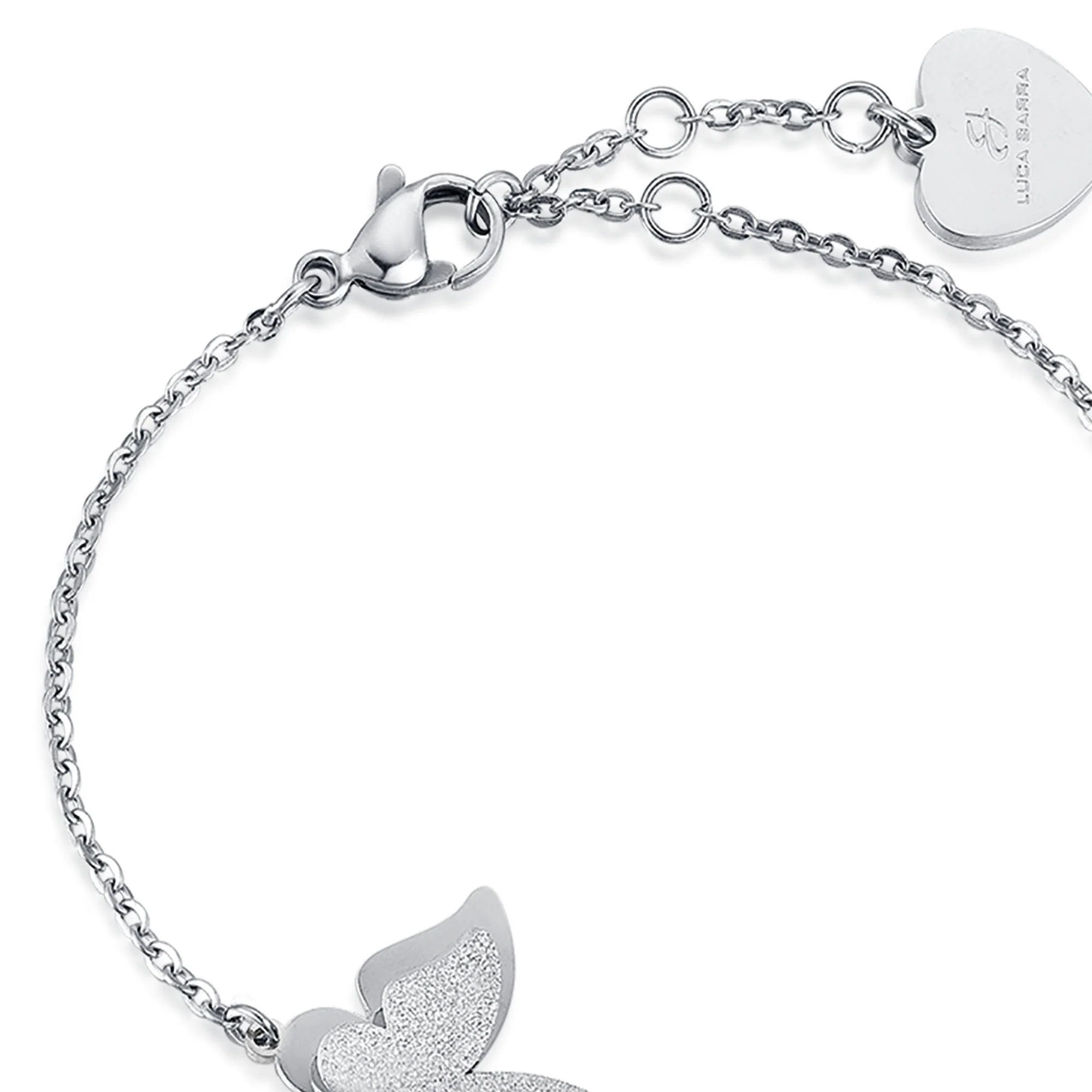 BRACCIALE IN ACCIAIO, FARFALLA CON GLITTER BIANCO - Image 2