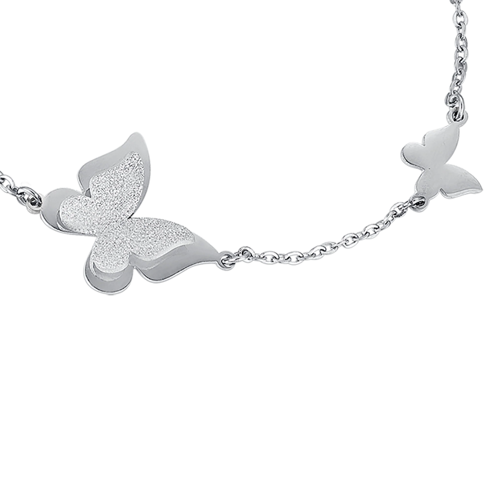 BRACCIALE IN ACCIAIO, FARFALLA CON GLITTER BIANCO - Image 3