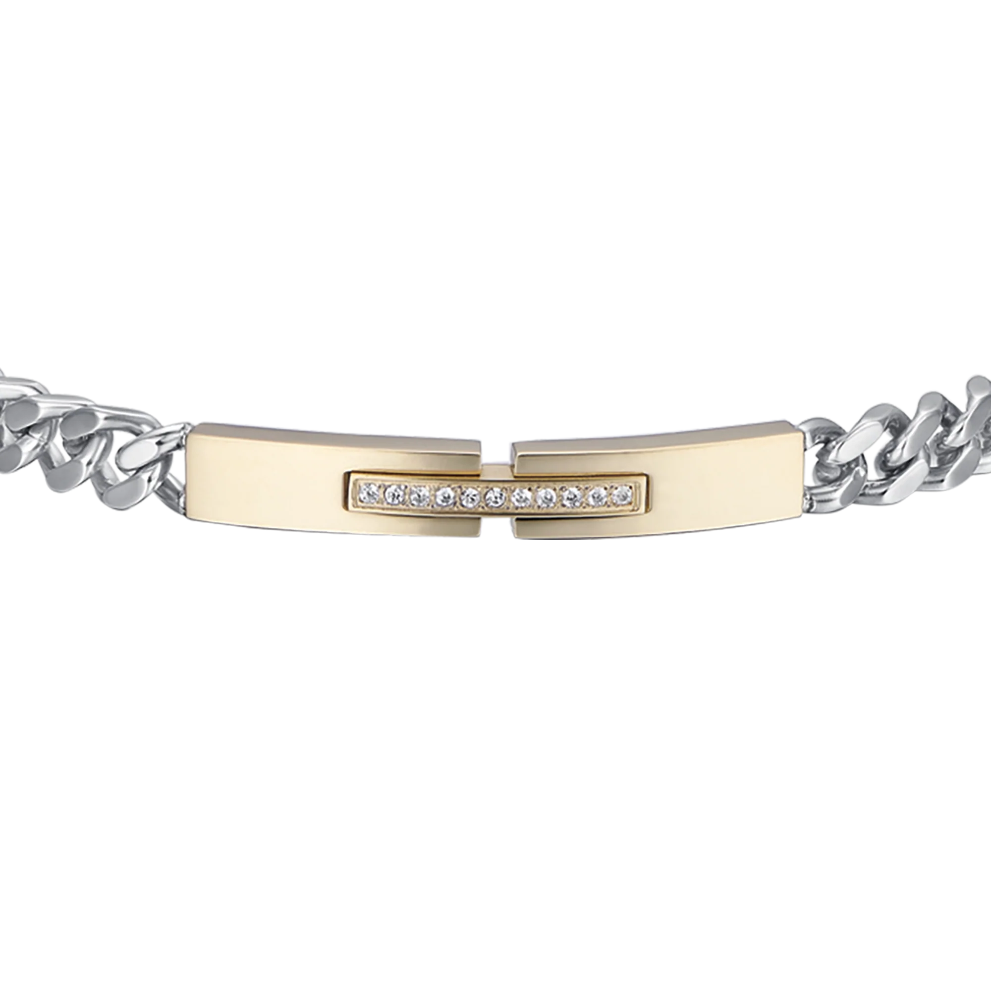 BRACCIALE UOMO IN ACCIAIO IP GOLD CON CRISTALLI BIANCHI - Image 4