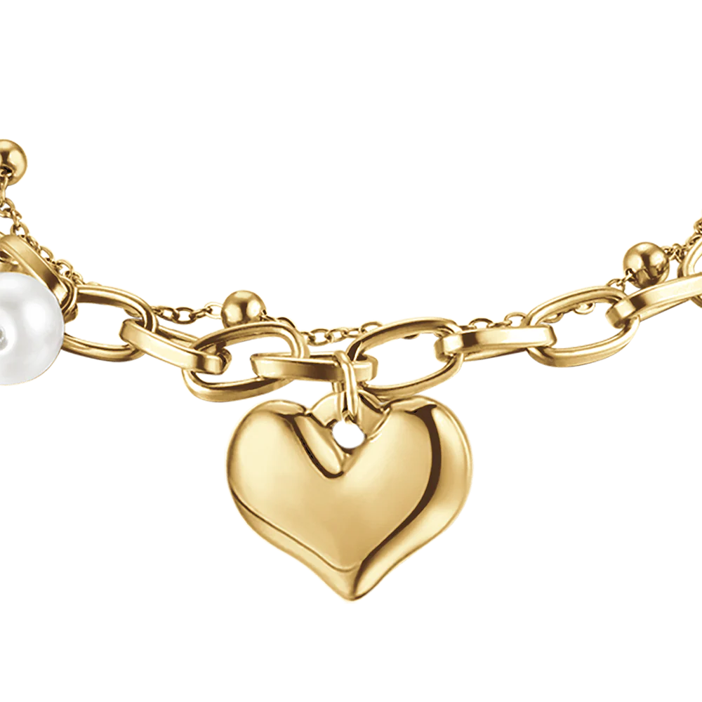 BRACCIALE DONNA IN ACCIAIO CON CUORE E PERLE - Image 10