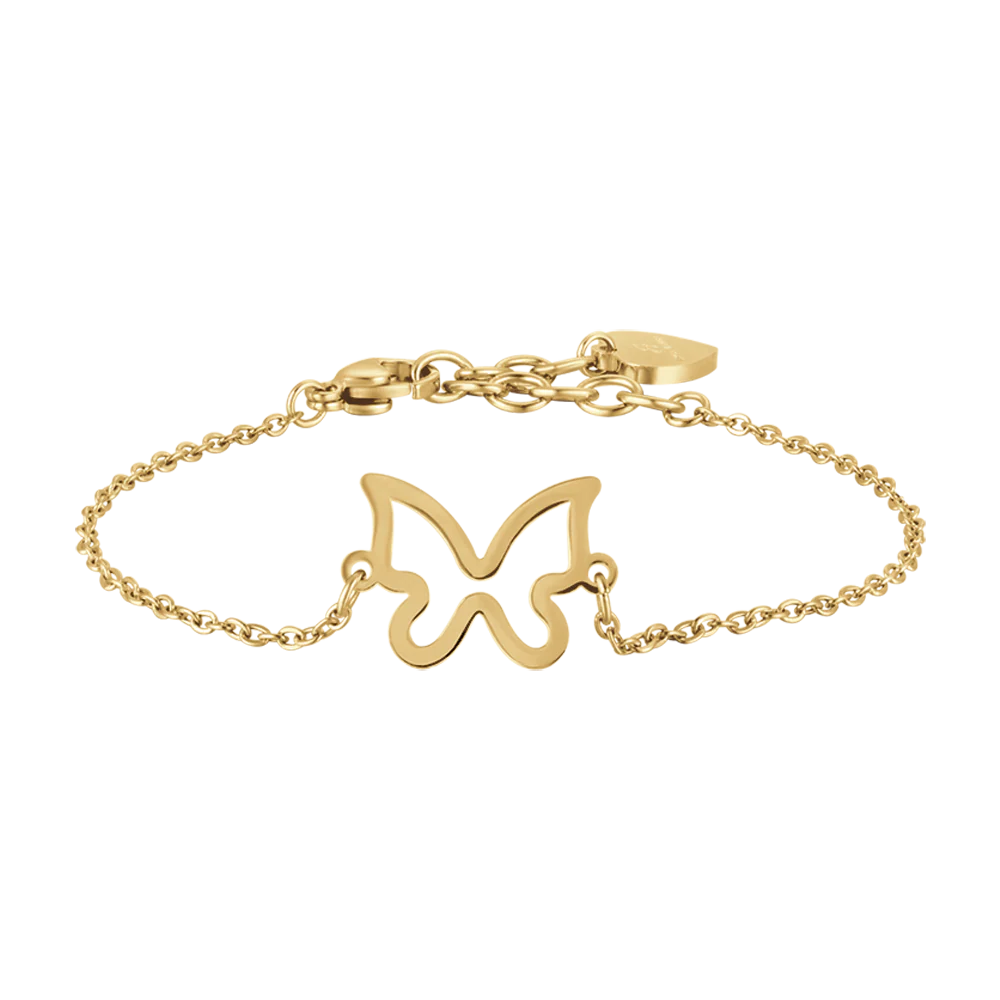 BRACCIALE DONNA IN ACCIAIO DORATO CON FARFALLA VUOTA