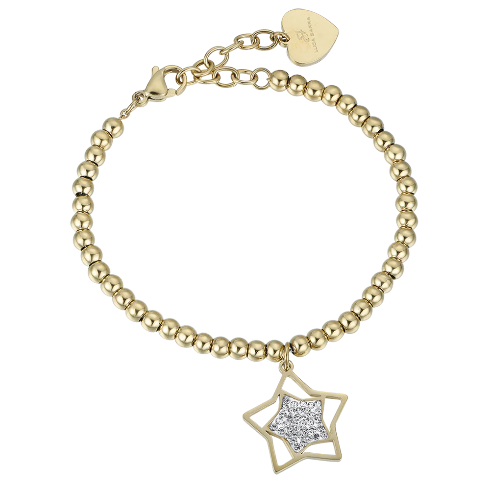 BRACCIALE DONNA IN ACCIAIO IP GOLD CON STELLA CON CRISTALLI BIANCHI