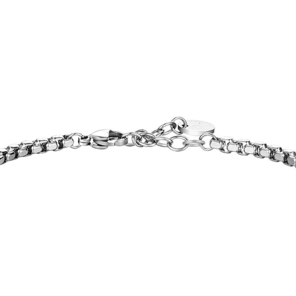 BRACCIALE IN ACCIAIO, PIASTRA CON SMALTO BLU E TIMONE E CORDA BLU - Image 5