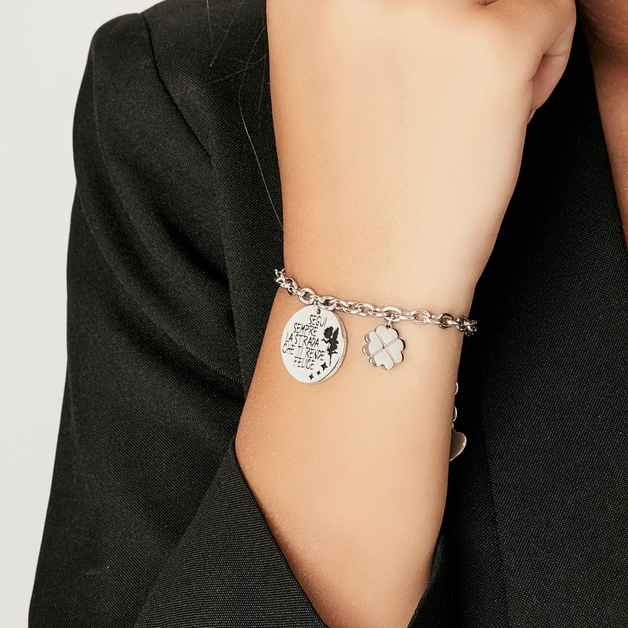 BRACCIALE DONNA IN ACCIAIO SEGUI SEMPRE LA STRADA CHE TI RENDE FELICE - Image 2