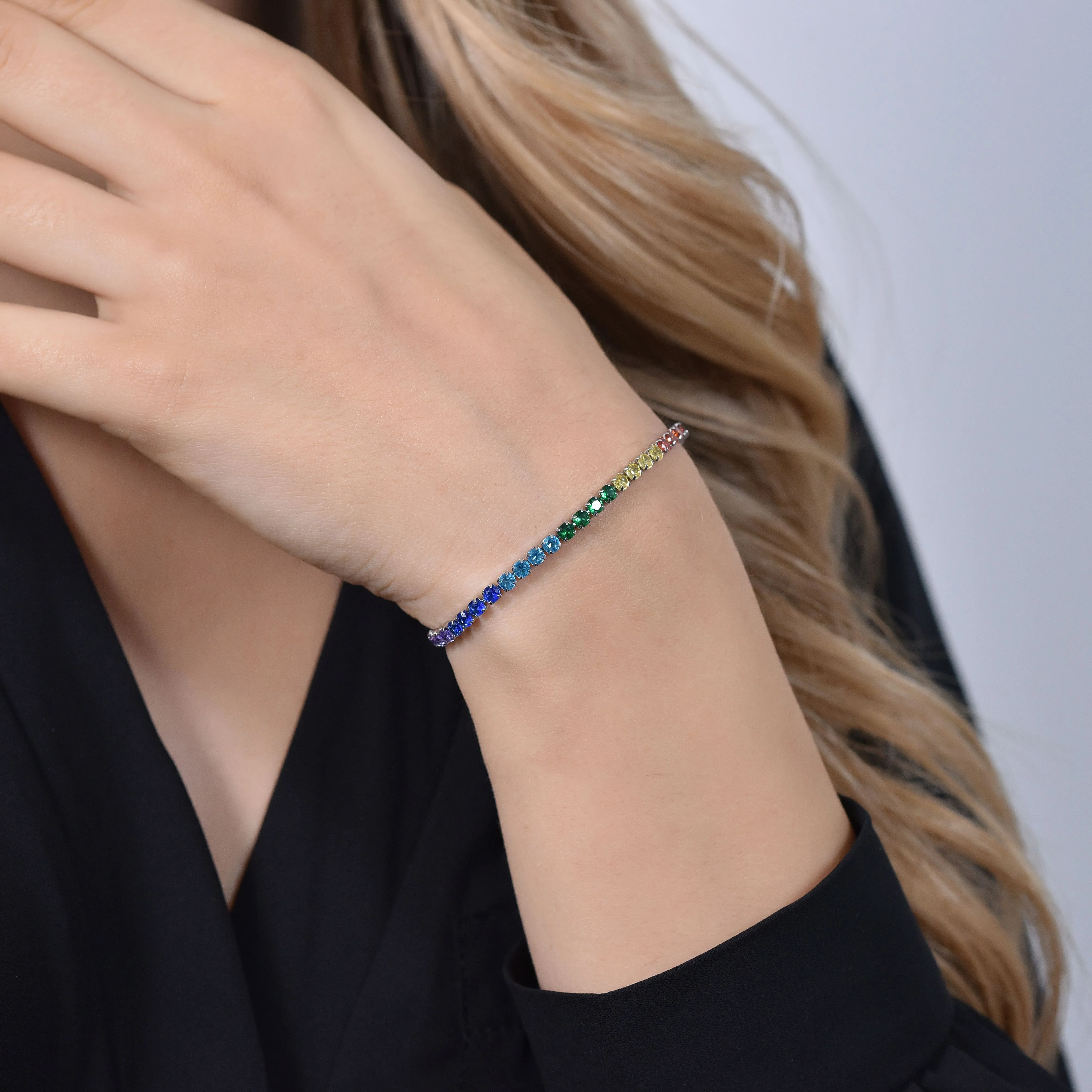 BRACCIALE TENNIS DONNA CRISTALLI ARCOBALENO - Image 2