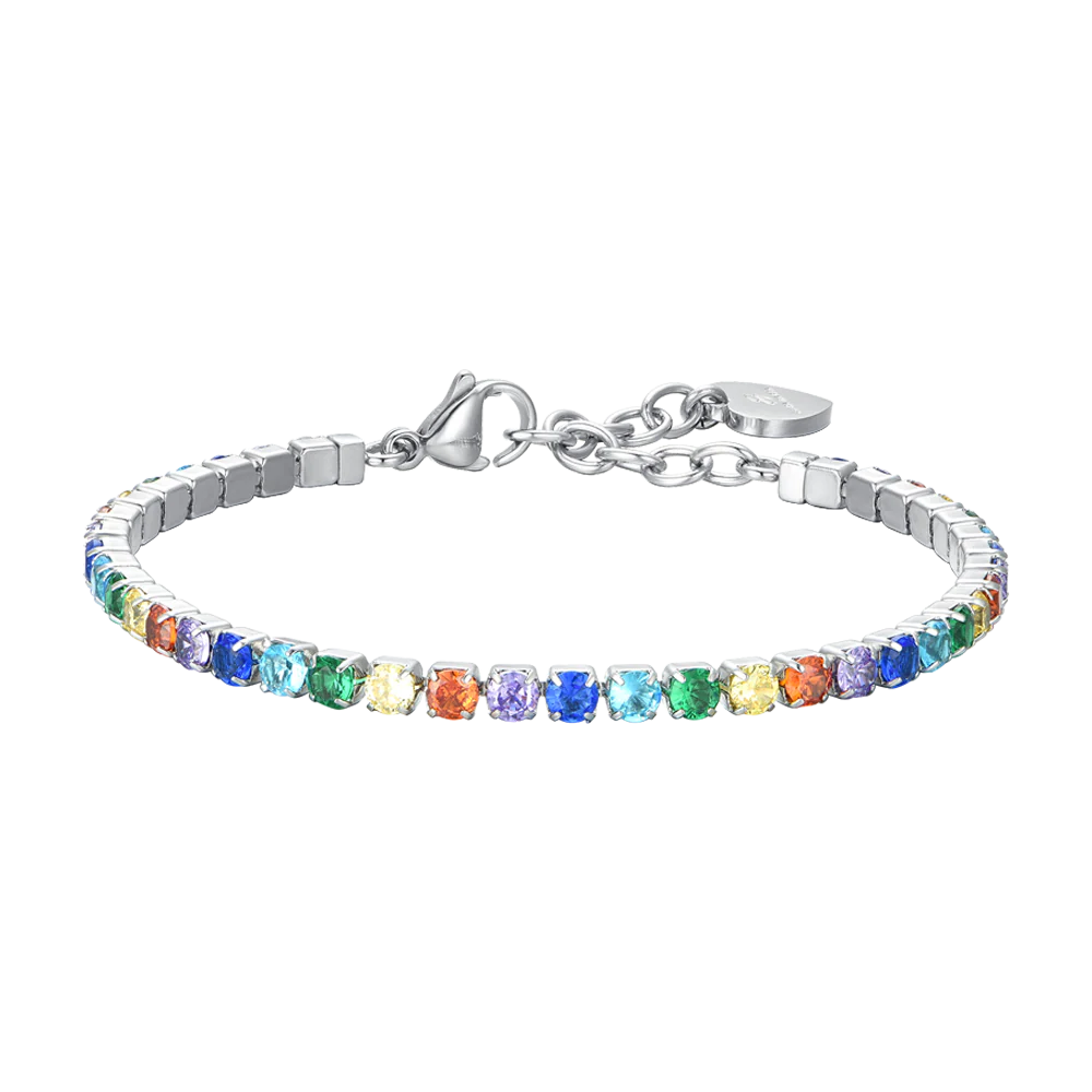 BRACCIALE TENNIS DONNA CRISTALLI MULTICOLOR
