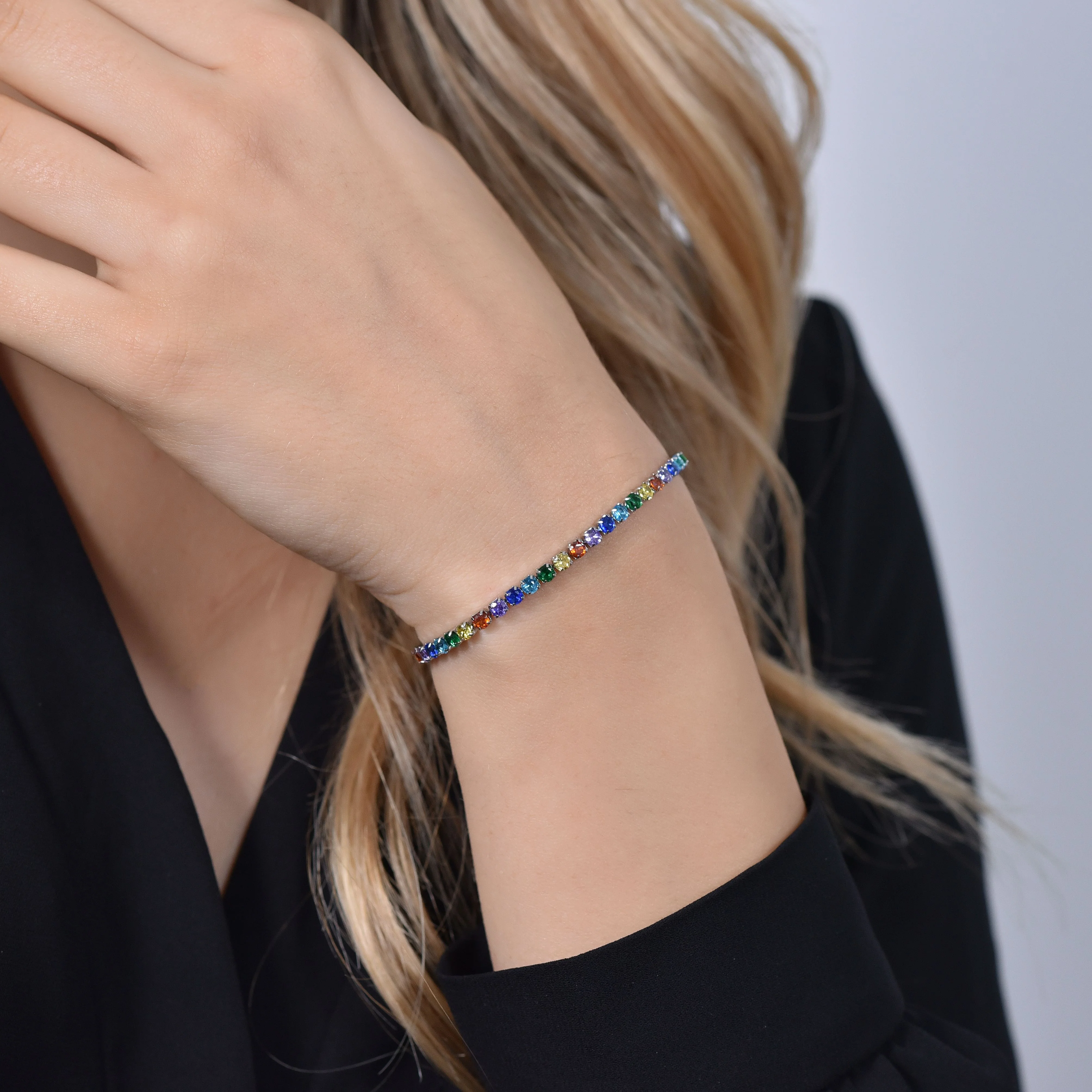 BRACCIALE TENNIS DONNA CRISTALLI MULTICOLOR - Image 2