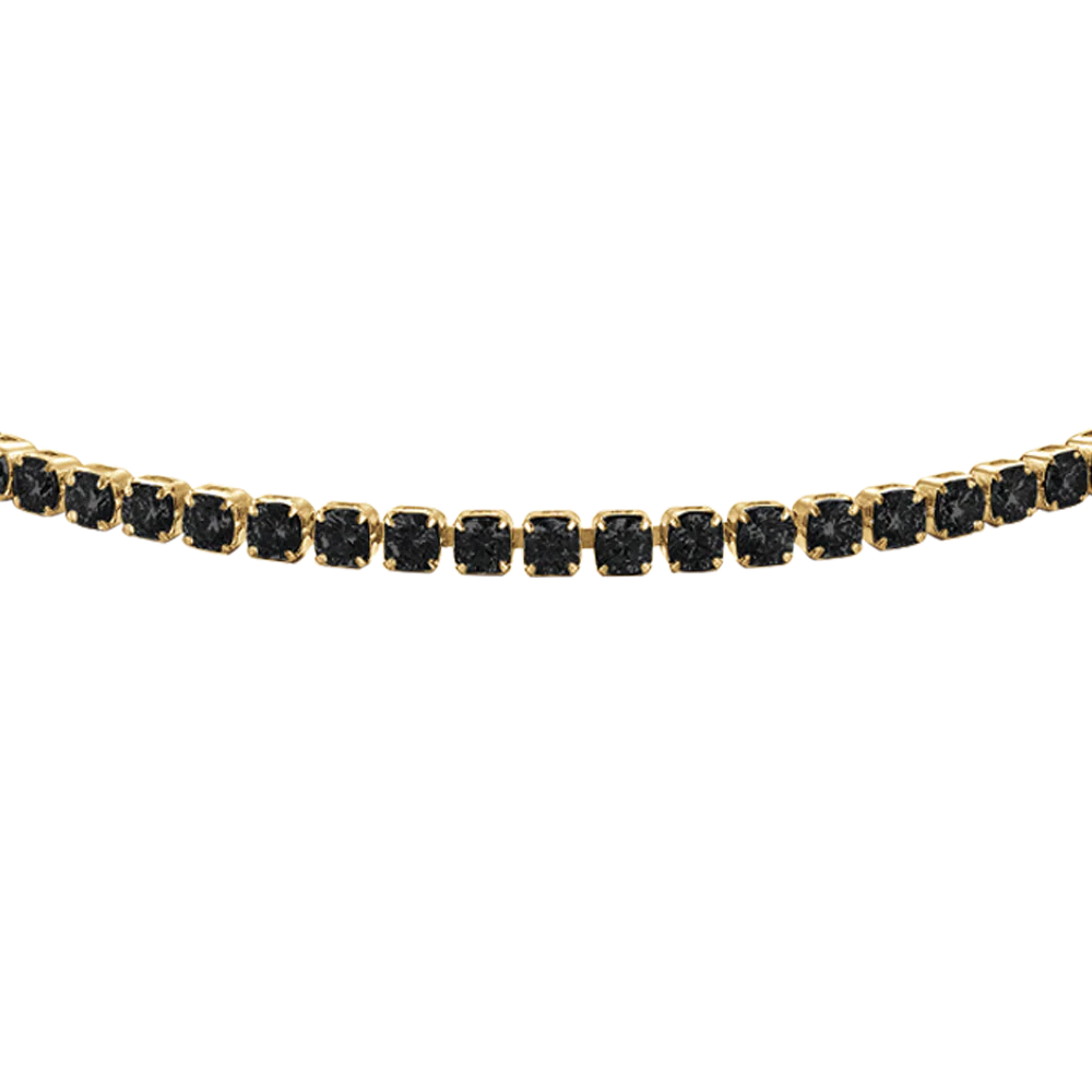 BRACCIALE TENNIS DONNA IN ACCIAIO COLORE ORO CON ZIRCONI NERI - Image 4