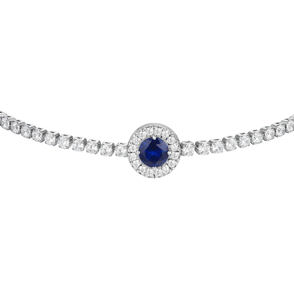 BRACCIALE TENNIS DONNA IN ACCIAIO CON ELEMENTO CON ZIRCONI BLU E BIANCHI - Image 4