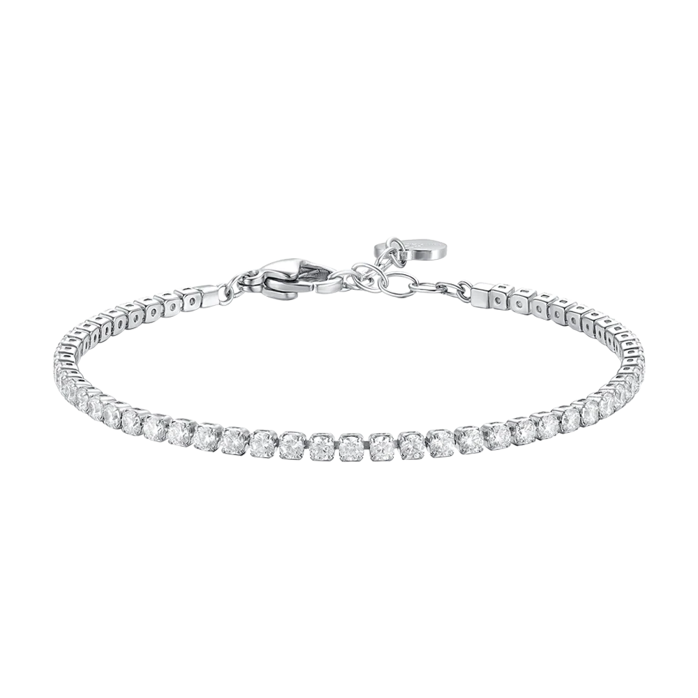 BRACCIALE TENNIS DONNA IN ACCIAIO CON ZIRCONI BIANCHI