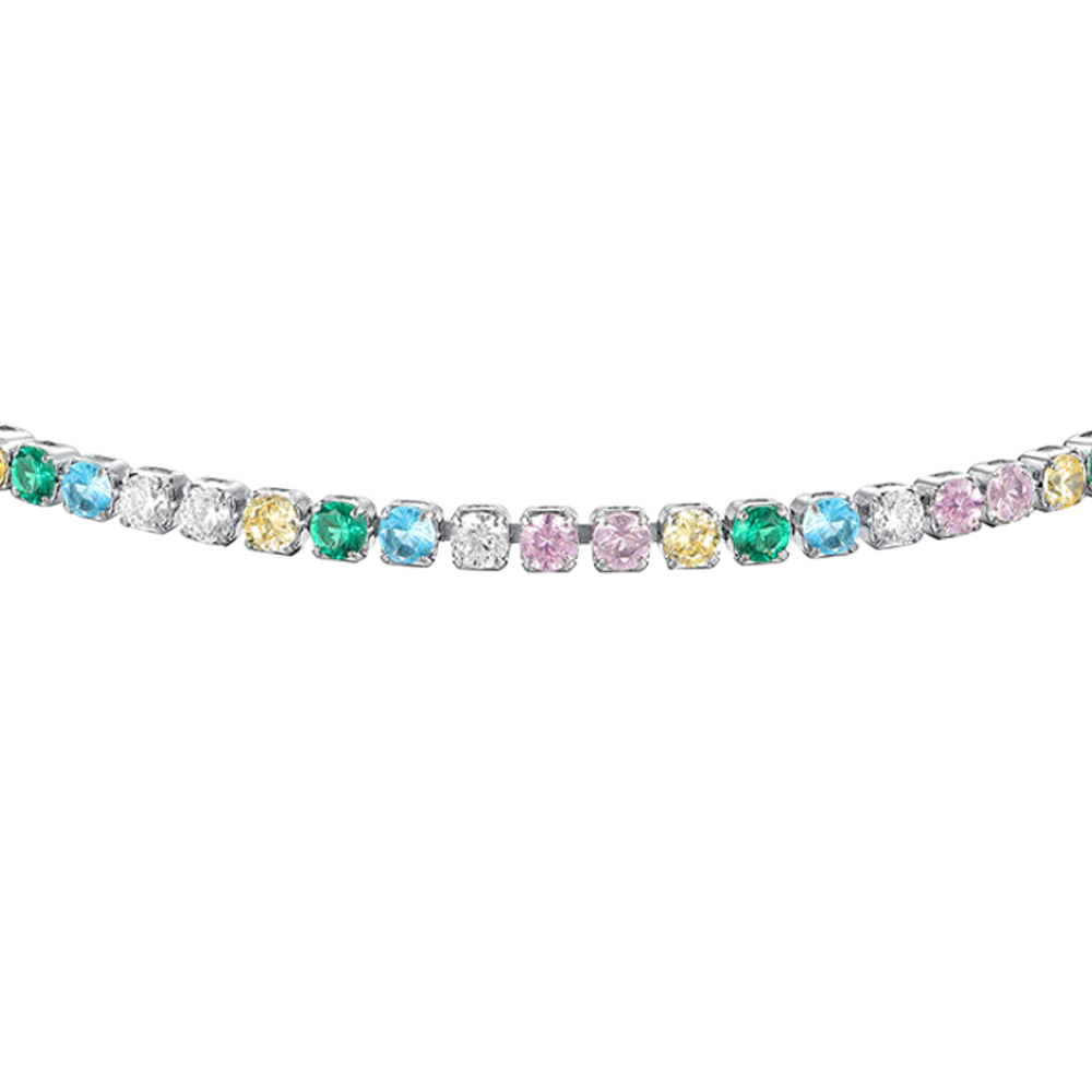 BRACCIALE TENNIS DONNA IN ACCIAIO CON ZIRCONI MULTICOLOR - Image 4