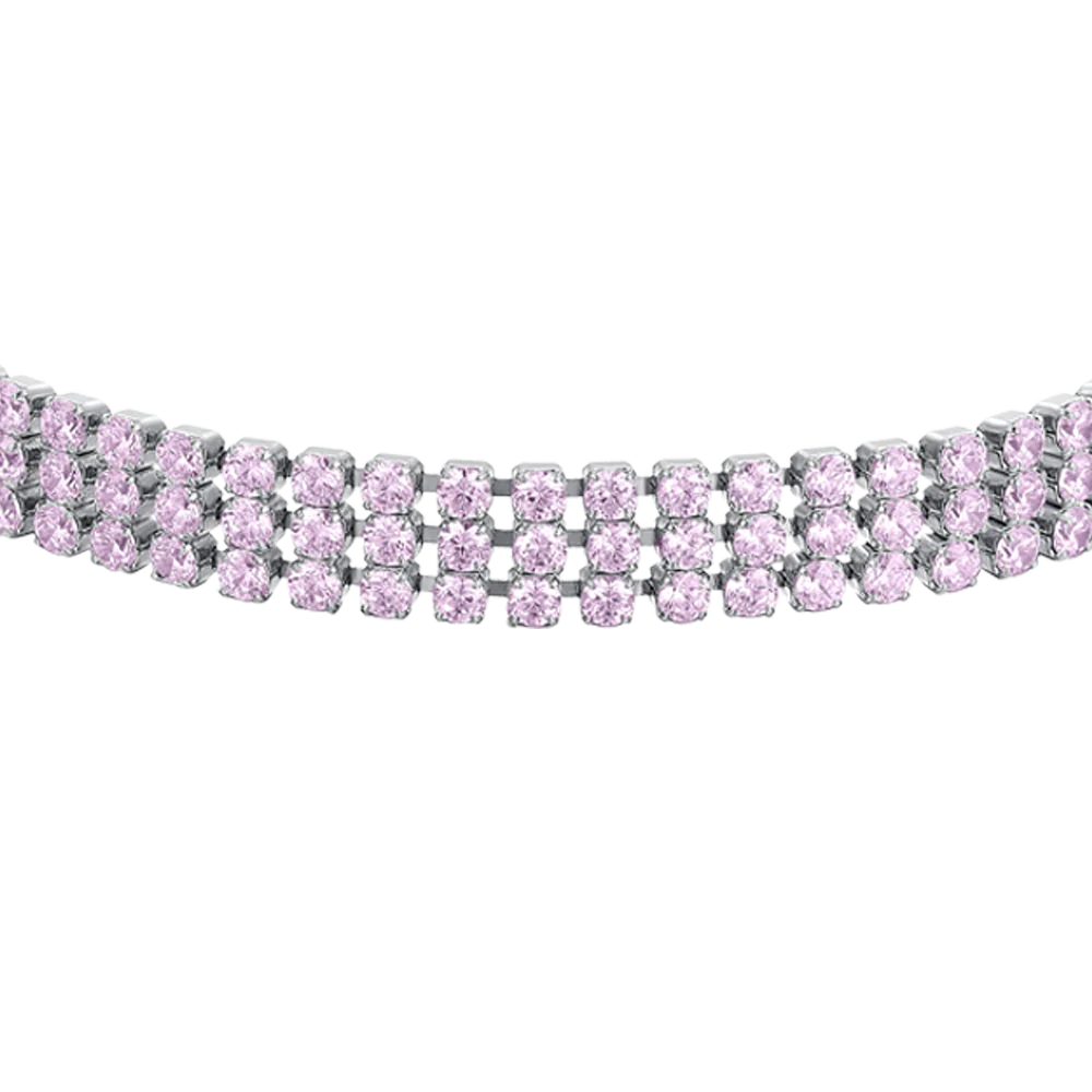 BRACCIALE TENNIS DONNA IN ACCIAIO CON ZIRCONI ROSA - Image 4