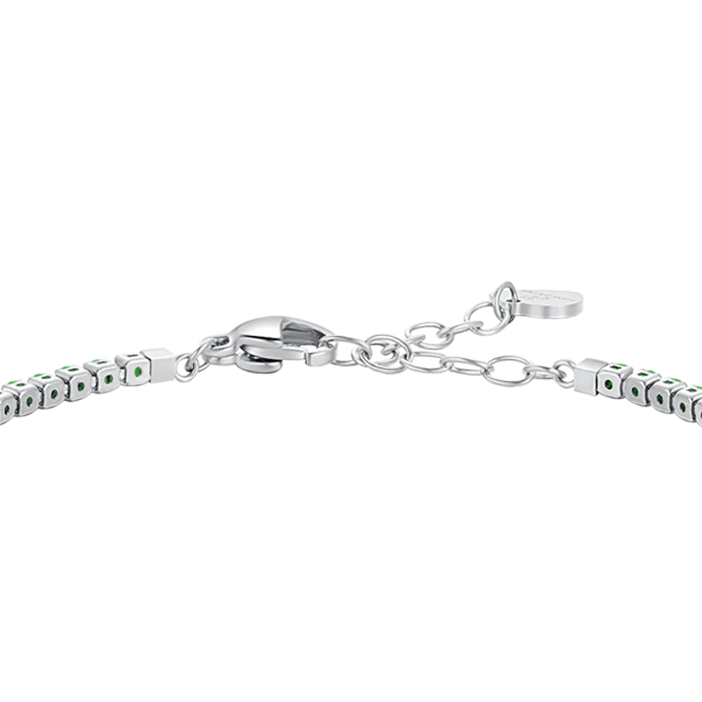 BRACCIALE TENNIS DONNA IN ACCIAIO CON ZIRCONI VERDI - Image 5