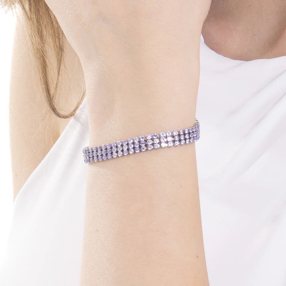 BRACCIALE TENNIS DONNA IN ACCIAIO CON ZIRCONI VIOLA - Image 2