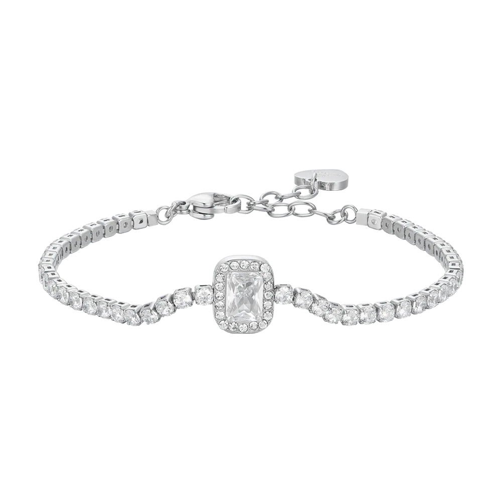 BRACCIALE TENNIS DONNA IN ACCIAIO CRISTALLI E ZIRCONE