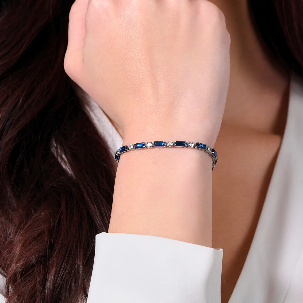 BRACCIALE TENNIS DONNA IN ACCIAIO ZIRCONI BLU - Image 2