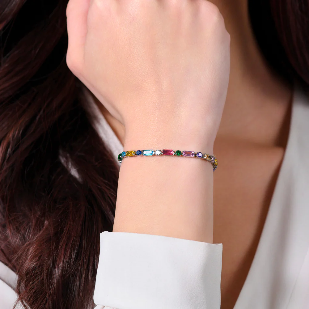 BRACCIALE TENNIS DONNA IN ACCIAIO ZIRCONI MULTICOLOR - Image 2
