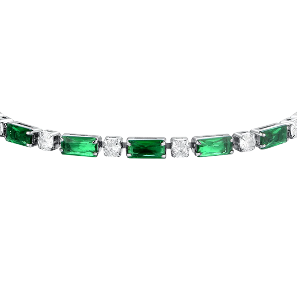 BRACCIALE TENNIS DONNA IN ACCIAIO ZIRCONI VERDI - Image 4