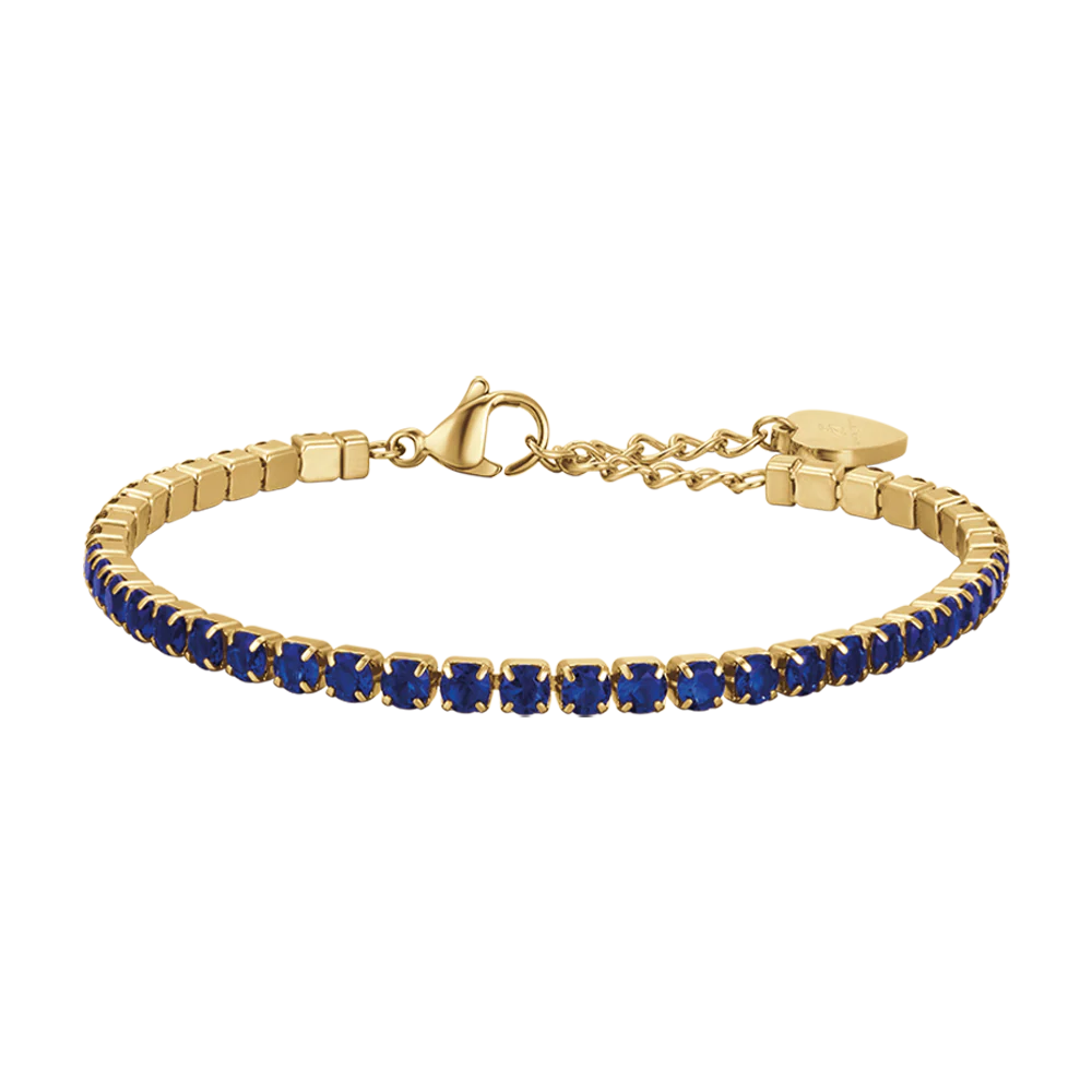 BRACCIALE TENNIS DONNAIN ACCIAIO IP GOLD CON CRISTALLI BLU - Image 7