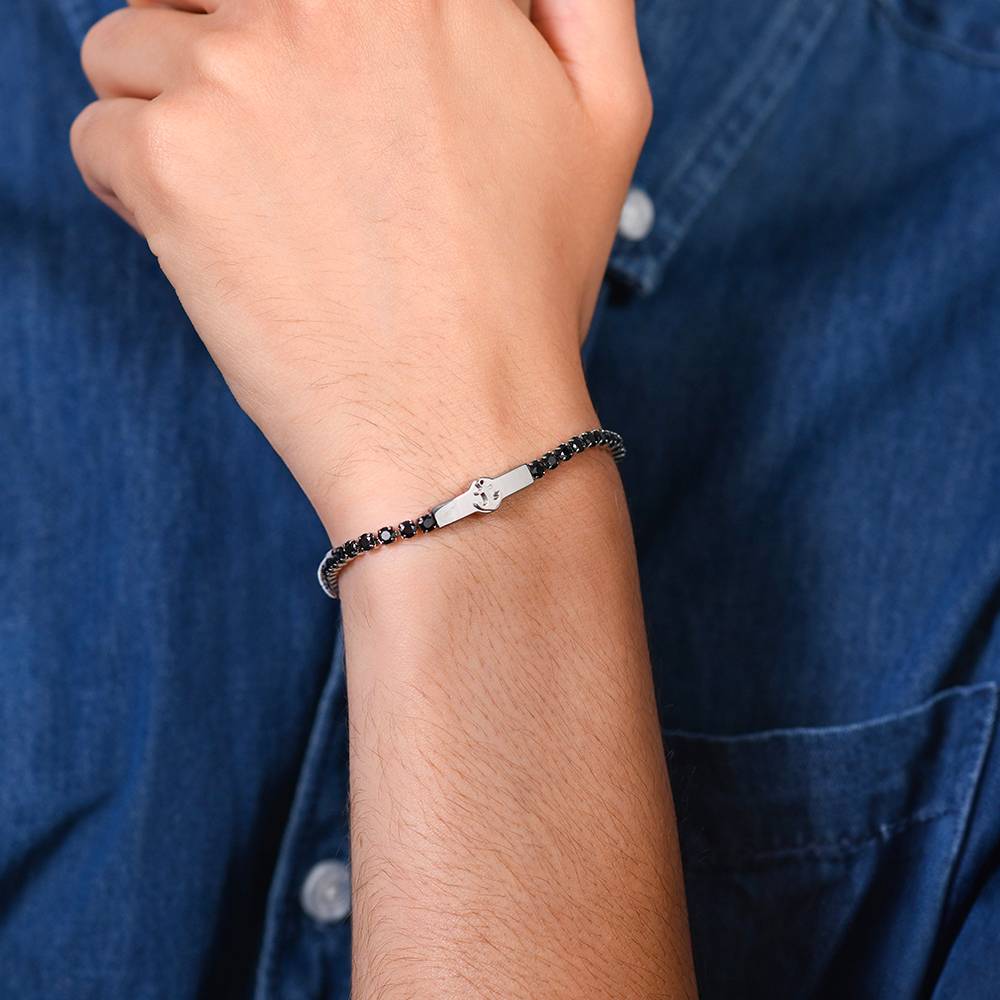 BRACCIALE TENNIS UOMO ANCORA E ZIRCONI NERI - Image 2
