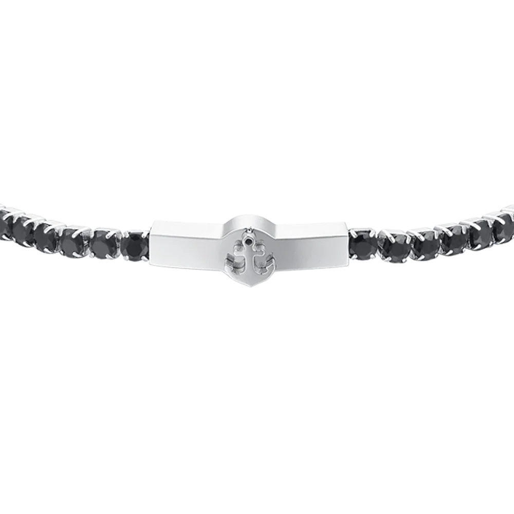 BRACCIALE TENNIS UOMO ANCORA E ZIRCONI NERI - Image 4
