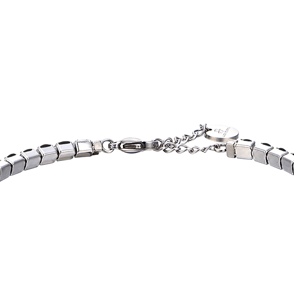 BRACCIALE TENNIS UOMO IN ACCIAIO CON CRISTALLI NERI E BIANCHI - Image 5