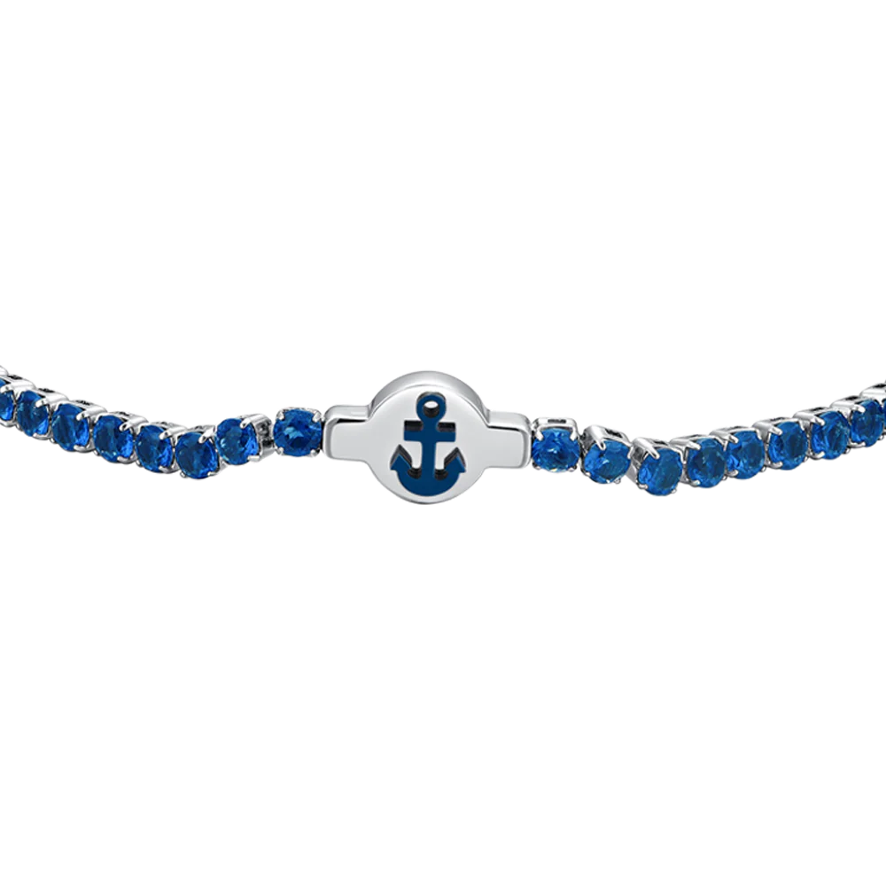 BRACCIALE TENNIS UOMO IN ACCIAIO ZIRCONI BLU - Image 4