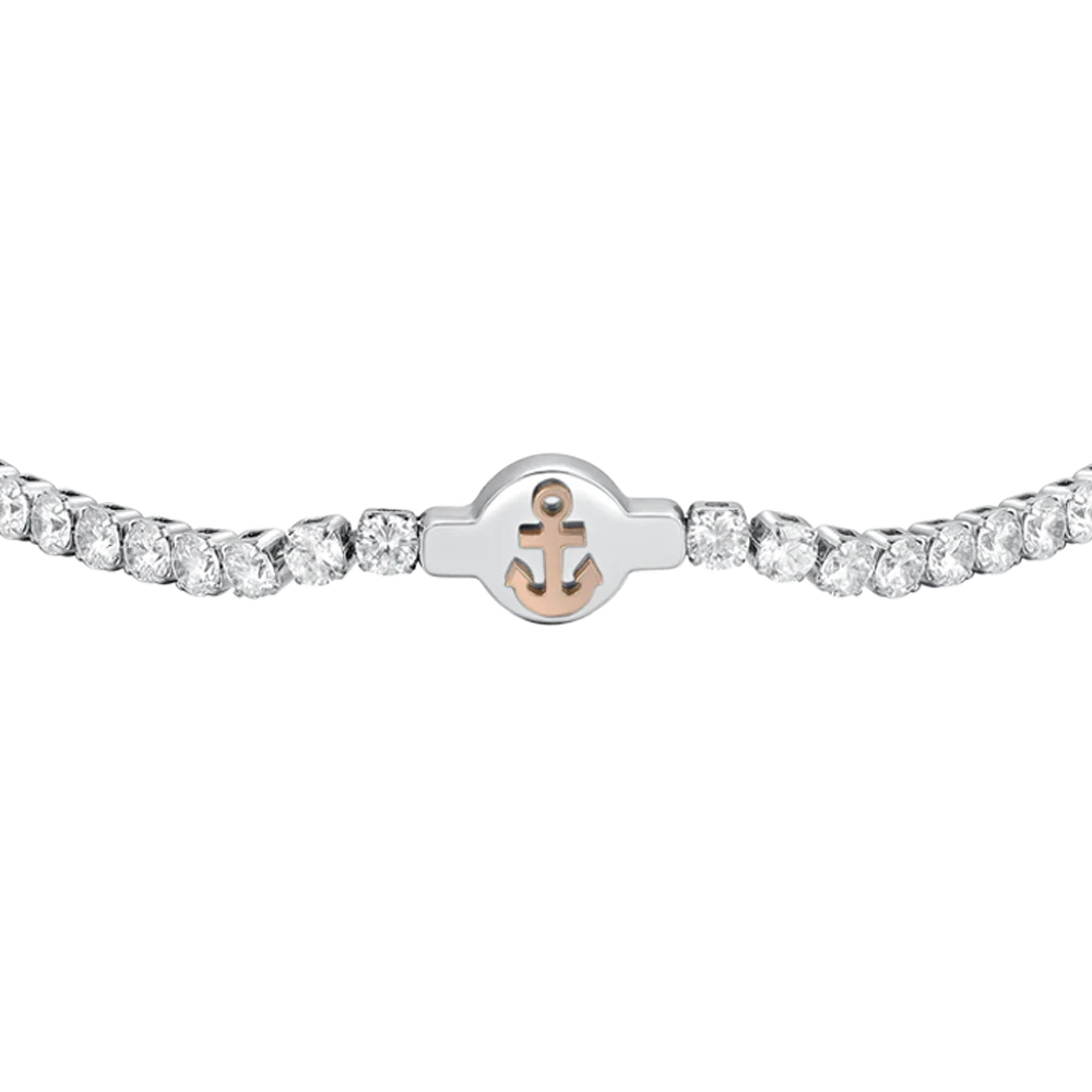BRACCIALE TENNIS UOMO IN ACCIAIO ZIRCONI BIANCHI - Image 4