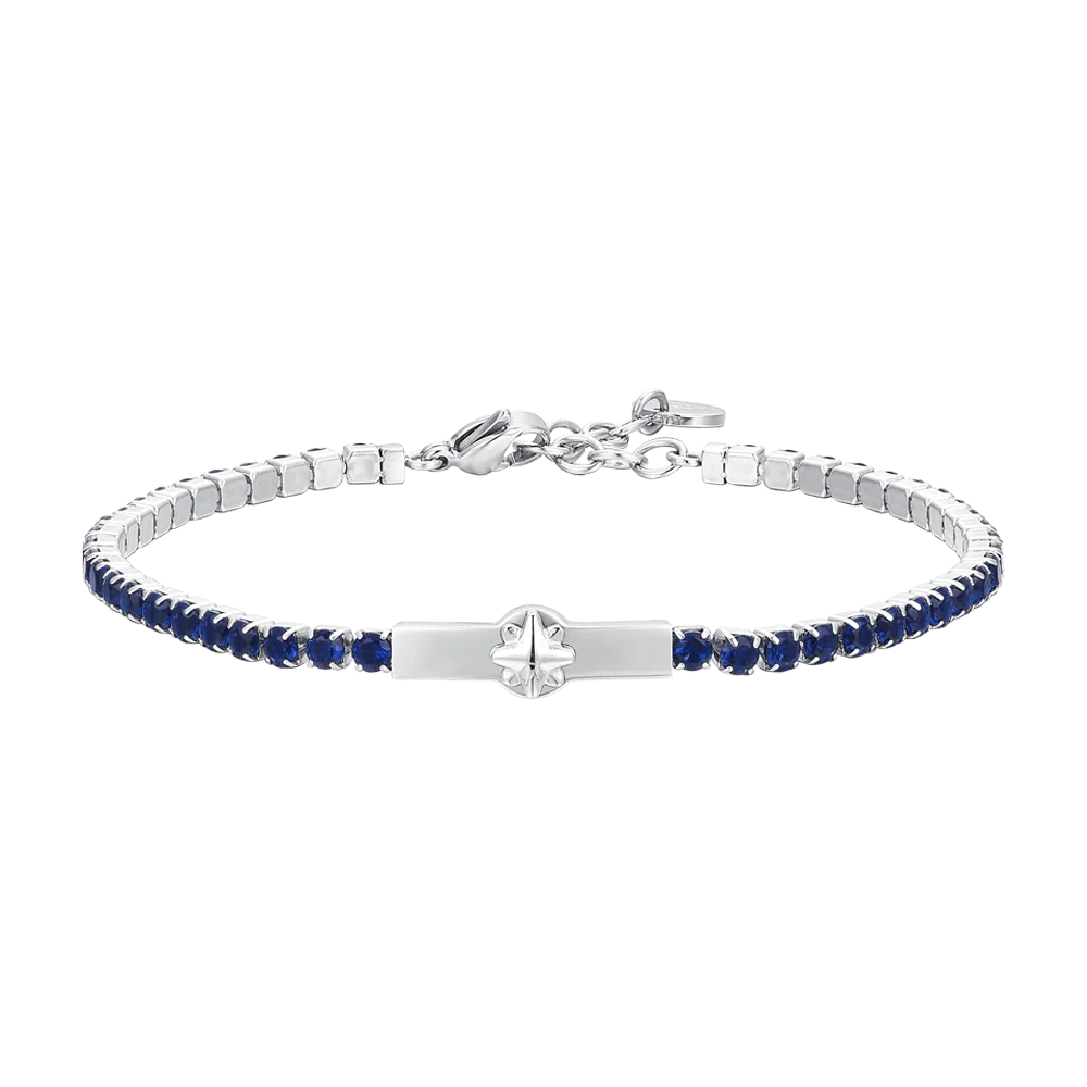 BRACCIALE TENNIS UOMO ROSA DEI VENTI E ZIRCONI BLU