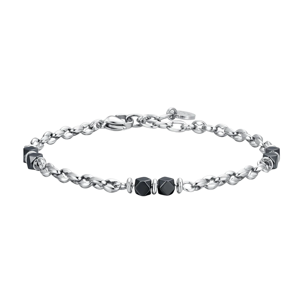 BRACCIALE UOMO IN ACCAIO EMATITE GRIGIA