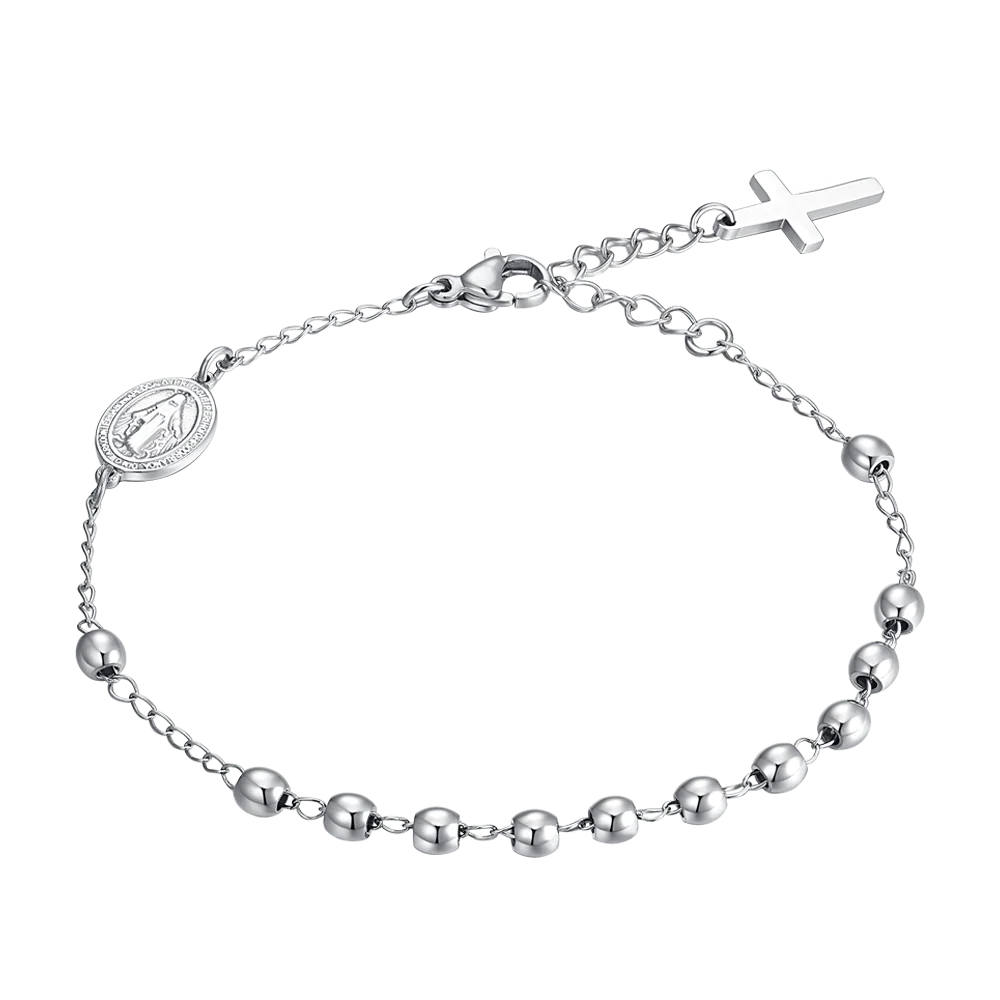 BRACCIALE UOMO ROSARIO IN ACCIAIO