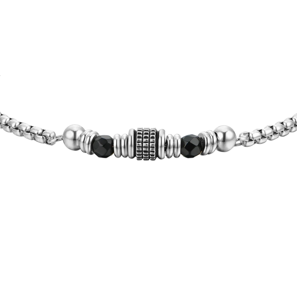 BRACCIALE UOMO IN ACCIAIO AGATA NERA ED ELEMENTI - Image 4