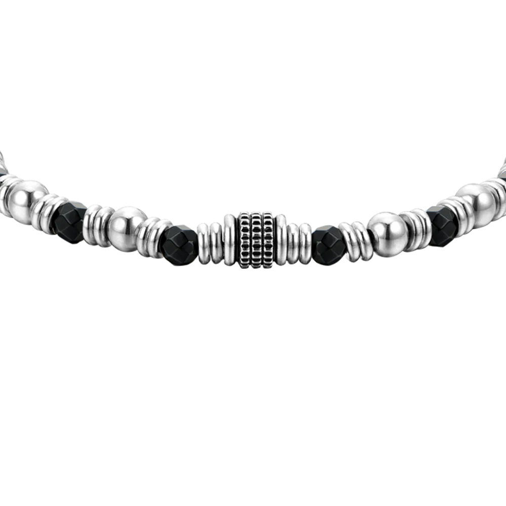 BRACCIALE UOMO IN ACCIAIO AGATA NERA ED ELEMENTI - Image 4