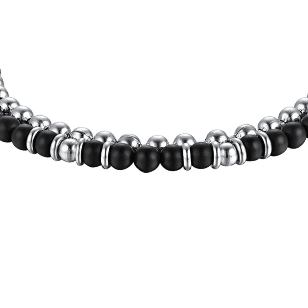 BRACCIALE UOMO IN ACCIAIO CON AGATA NERA ED ELEMENTI IN ACCIAIO - Image 4