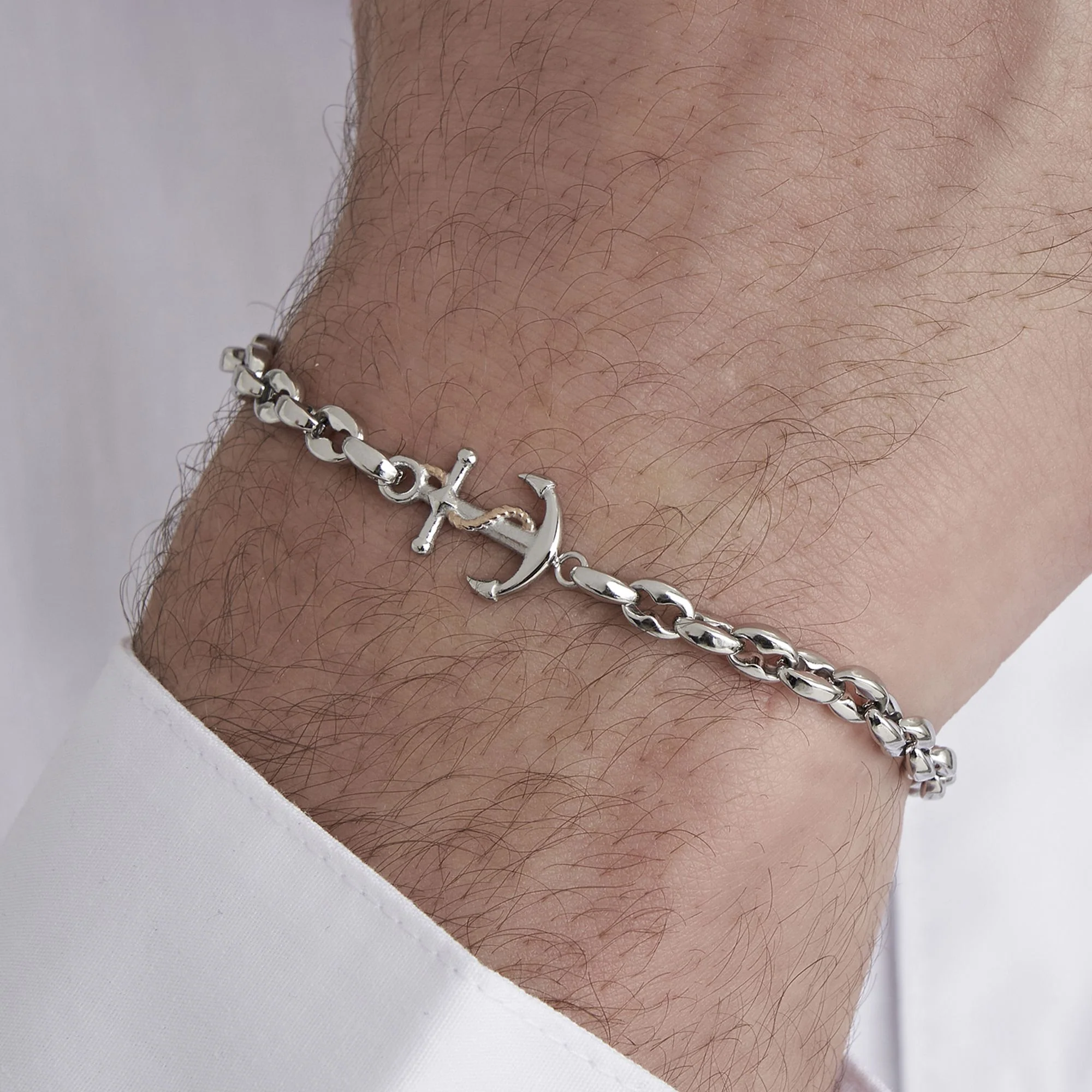 BRACCIALE UOMO IN ACCIAIO CON ANCORA - Image 2