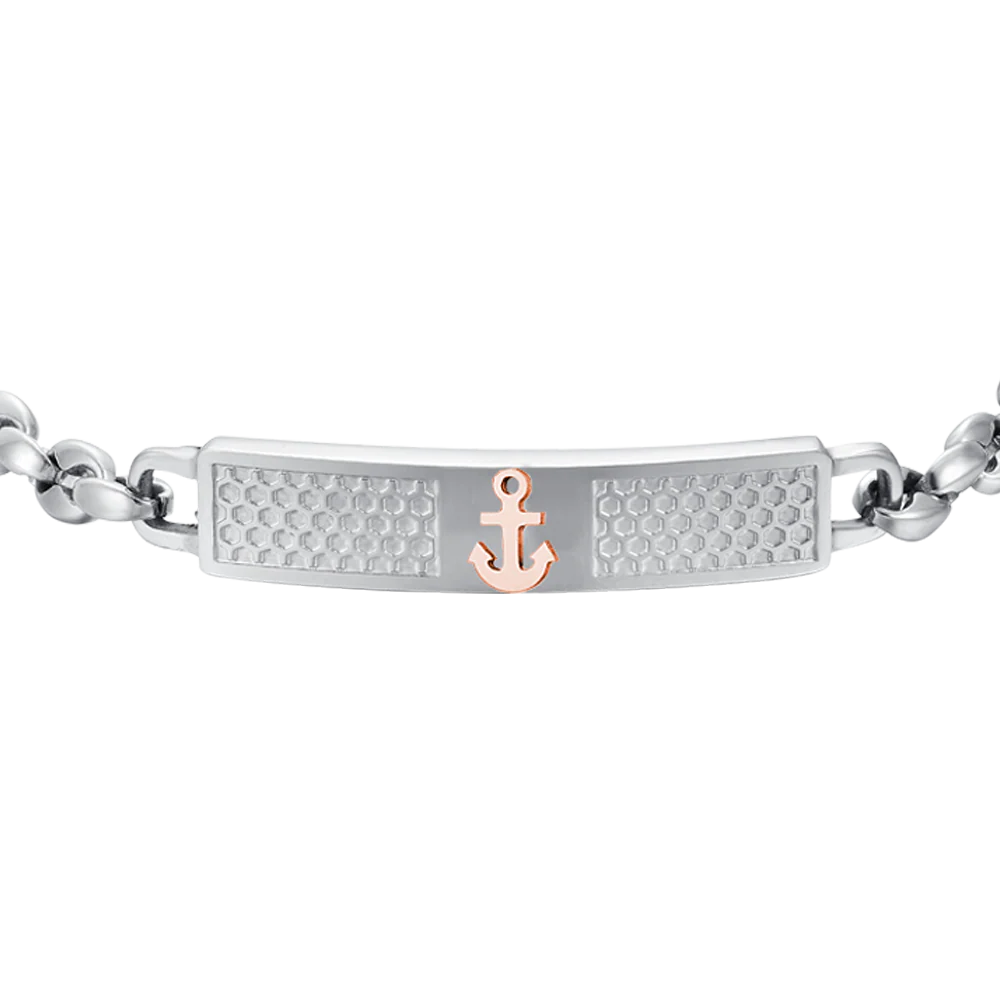 BRACCIALE UOMO IN ACCIAIO CON ANCORA IP ROSE - Image 4