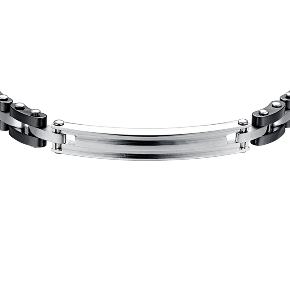 BRACCIALE UOMO IN ACCIAIO CON CERAMICA NERA - Image 4